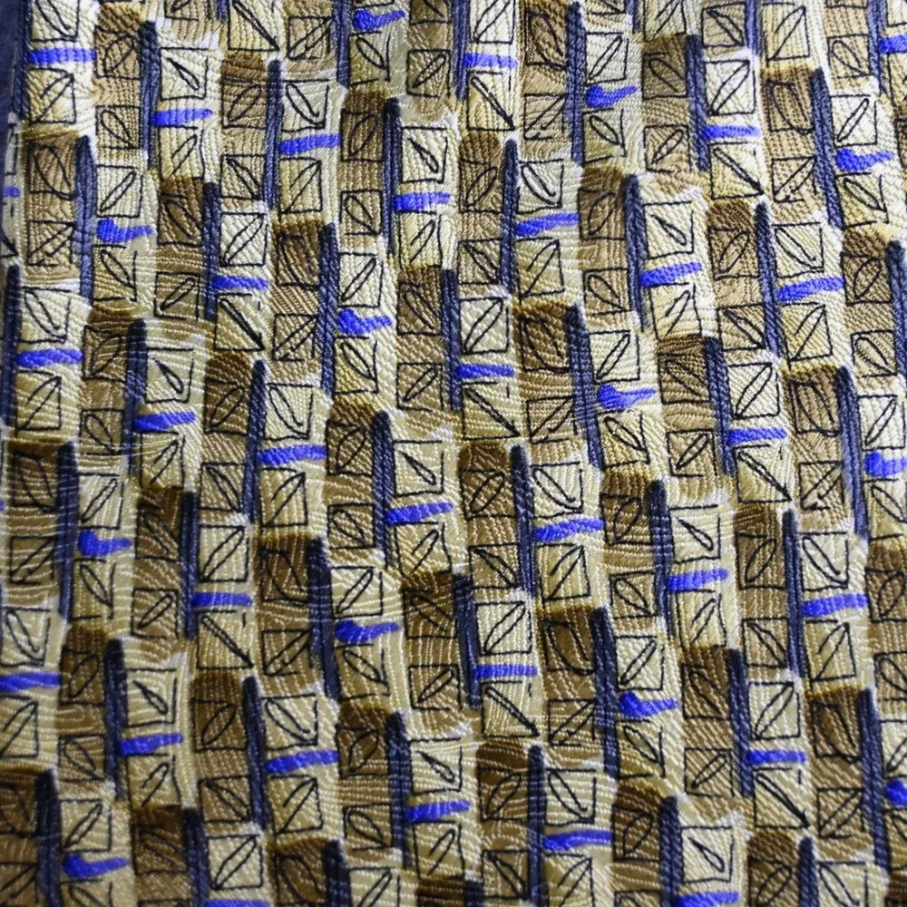 J. Garcia Mens Lunch Collection Seventeen Silk Necktie OS Gold Blue Vintage 90s‎